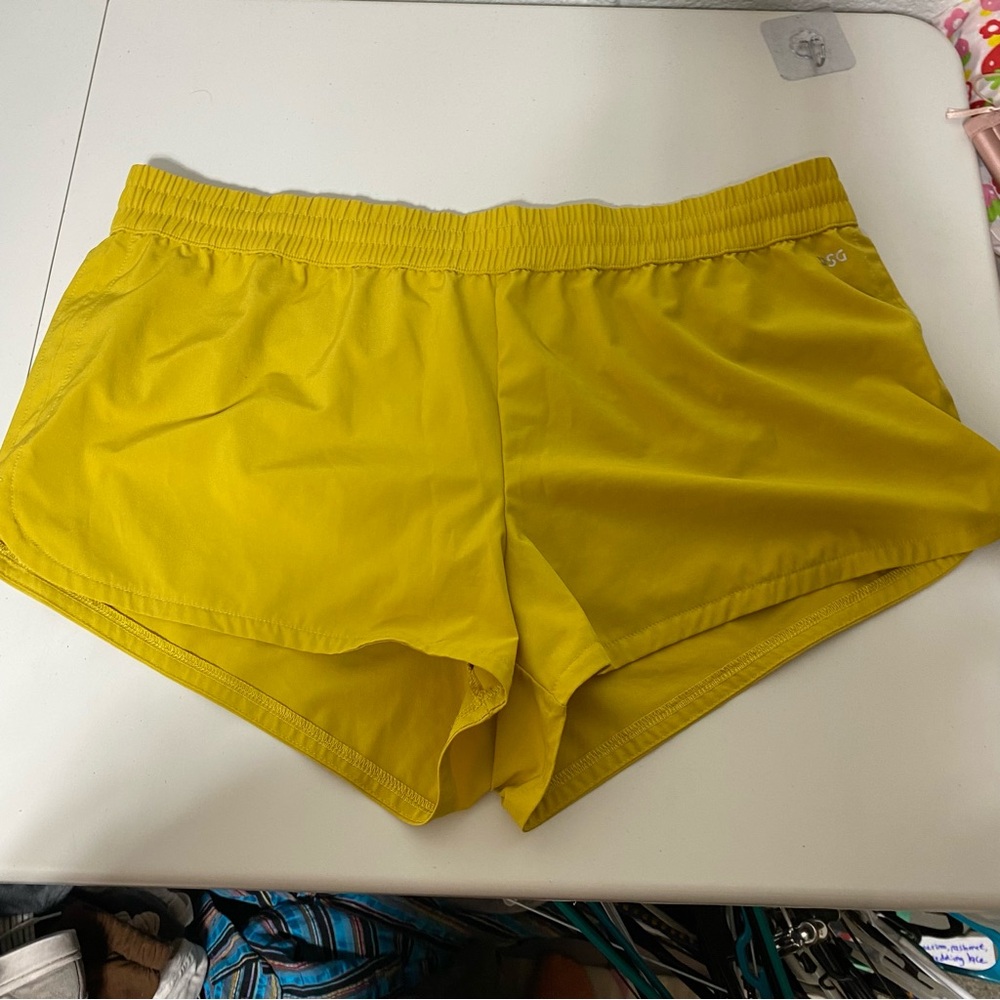 New DSG Brief Lined Athletic Shorts Loose Fit Bright Yellow Women’s XL Running